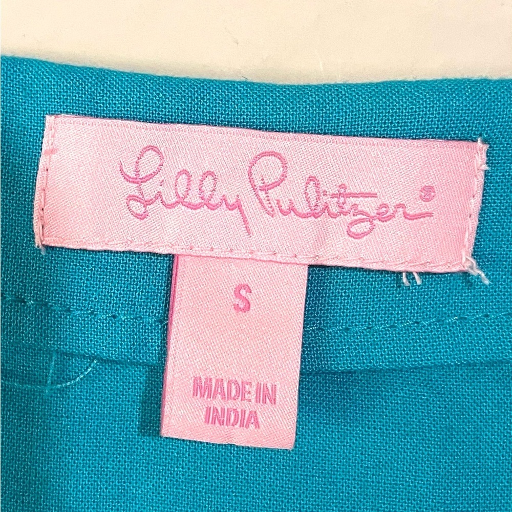 Lilly Pulitzer Tunic Top in Deep Cyan Blue Size S Gold Beaded Embellished - Picture 6 of 9